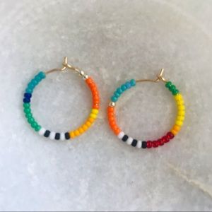 Colorful Beaded Hoop Earrings